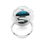Starborn Oval Shape Persian Turquoise Ring with Stars Accent Frame in Sterling Silver