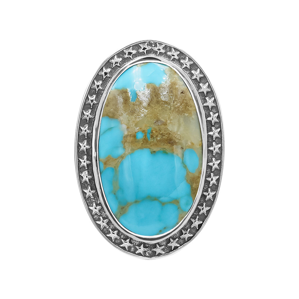 Starborn Patagonia Arizona Turquoise Ring with Stars Frame Design in Sterling Silver Silver