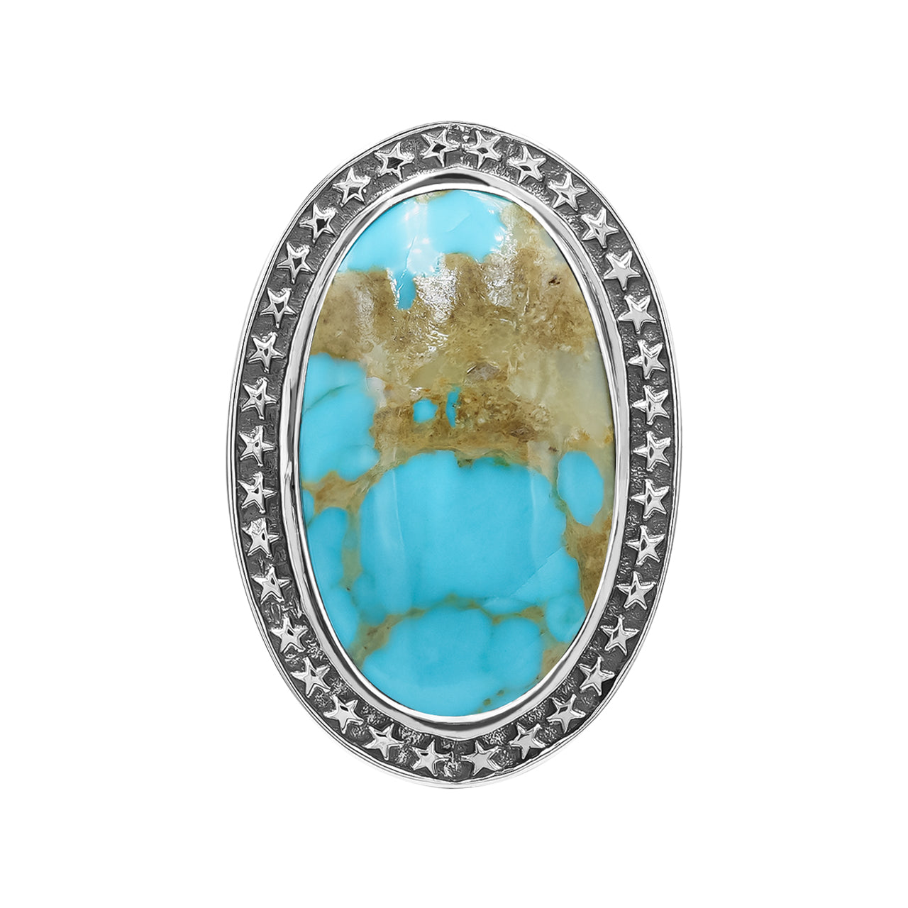 Starborn Patagonia Arizona Turquoise Ring with Stars Frame Design in Sterling Silver Silver
