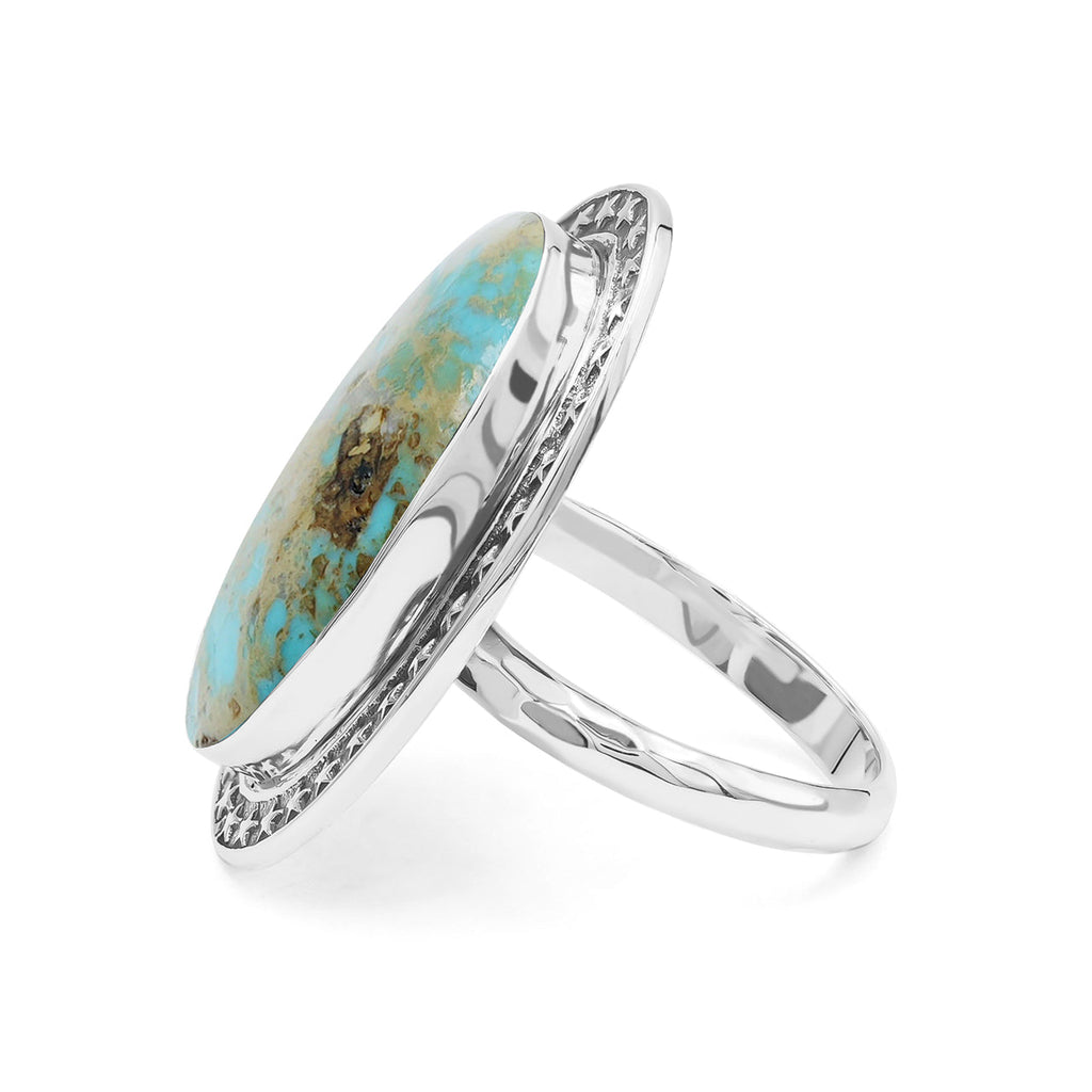 Starborn Patagonia Arizona Turquoise Ring with Stars Frame Design in Sterling Silver Silver