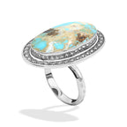 Starborn Patagonia Arizona Turquoise Ring with Stars Frame Design in Sterling Silver Silver