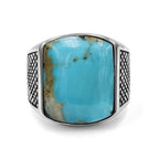 Starborn Patagonia Turquoise Cushion-Shaped Men's Style Ring in Sterling Silver