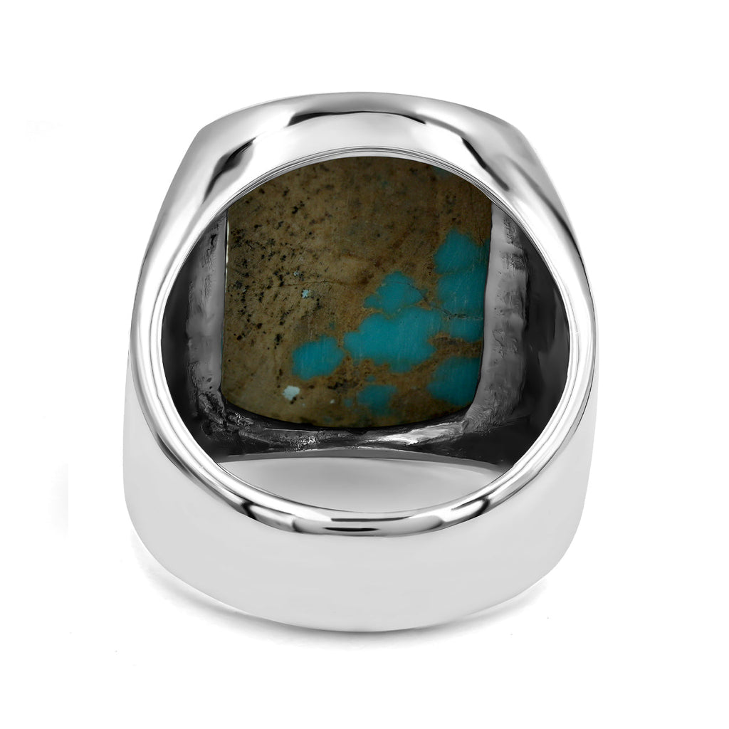 Starborn Patagonia Turquoise Cushion-Shaped Men's Style Ring in Sterling Silver