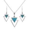 Starborn Turquoise Stacked Triangle Pendant and Earring Set in Sterling Silver