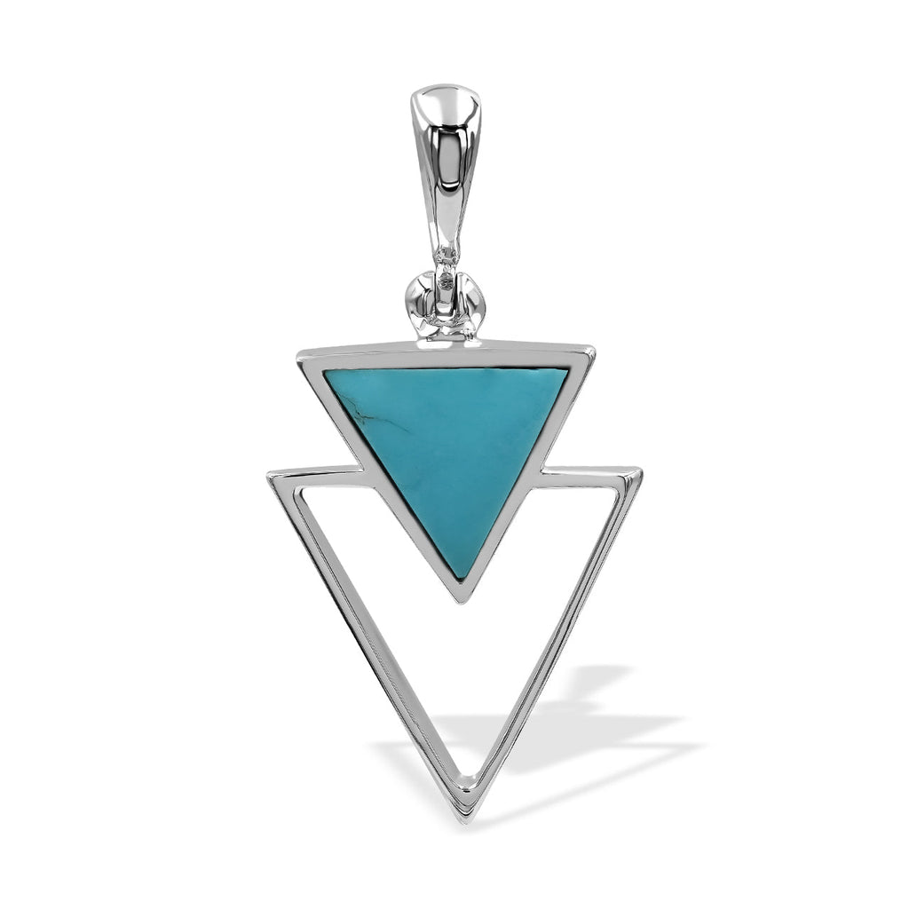 Starborn Turquoise Stacked Triangle Pendant and Earring Set in Sterling Silver