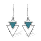 Starborn Turquoise Stacked Triangle Pendant and Earring Set in Sterling Silver