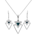 Starborn Turquoise Stacked Triangle Pendant and Earring Set in Sterling Silver