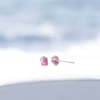 Starborn Pink Tourmaline Rough Prong Set Post Earrings in Sterling Silver