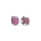 Starborn Pink Tourmaline Rough Prong Set Post Earrings in Sterling Silver