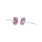 Starborn Pink Tourmaline Rough Prong Set Post Earrings in Sterling Silver