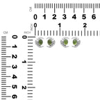 Starborn Polished Oval Tourmaline Cabochon Post Earrings with Hammered Crescent Moon Accent in Sterling Silver