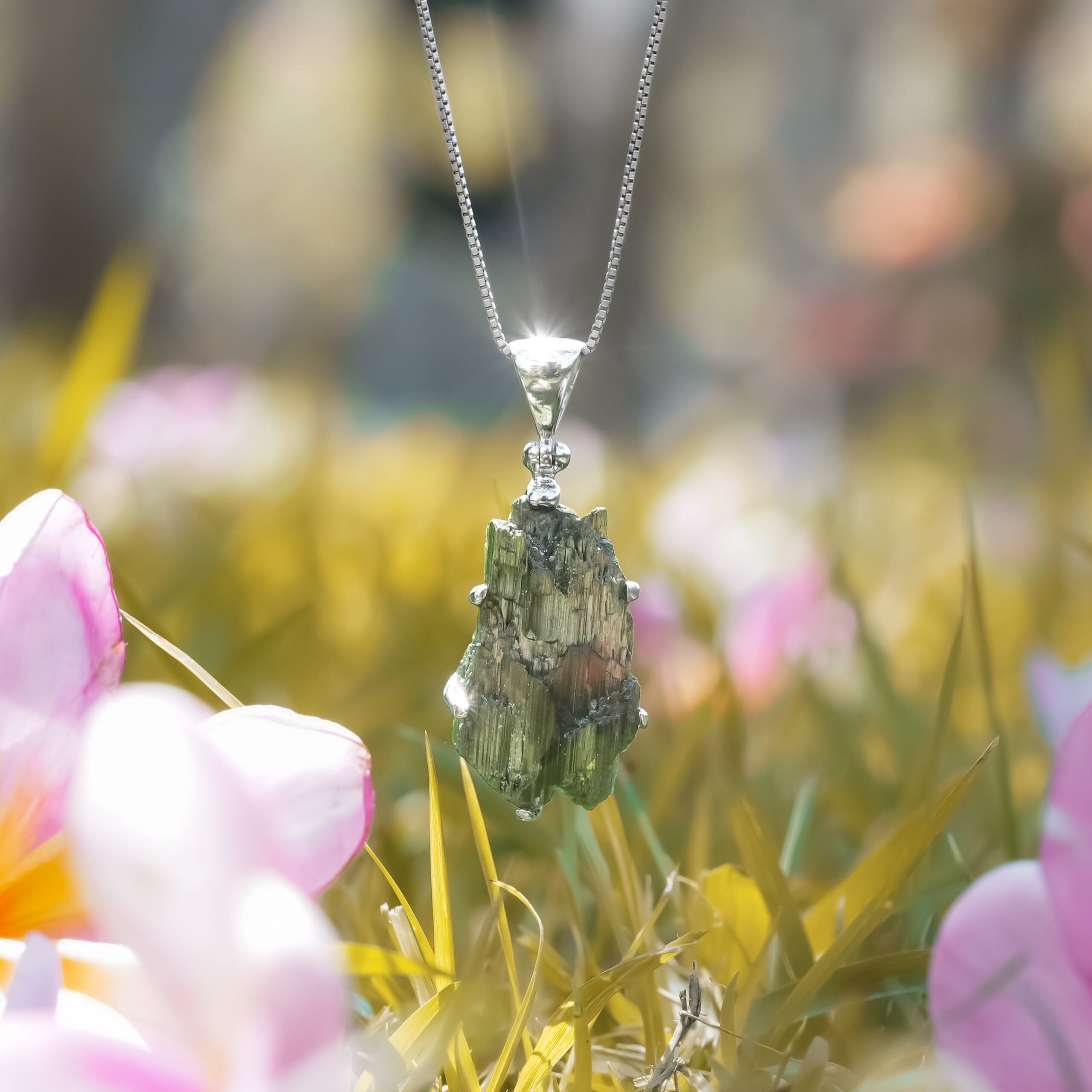 Starborn Natural Tourmaline Crystal Pendant in Sterling Silver