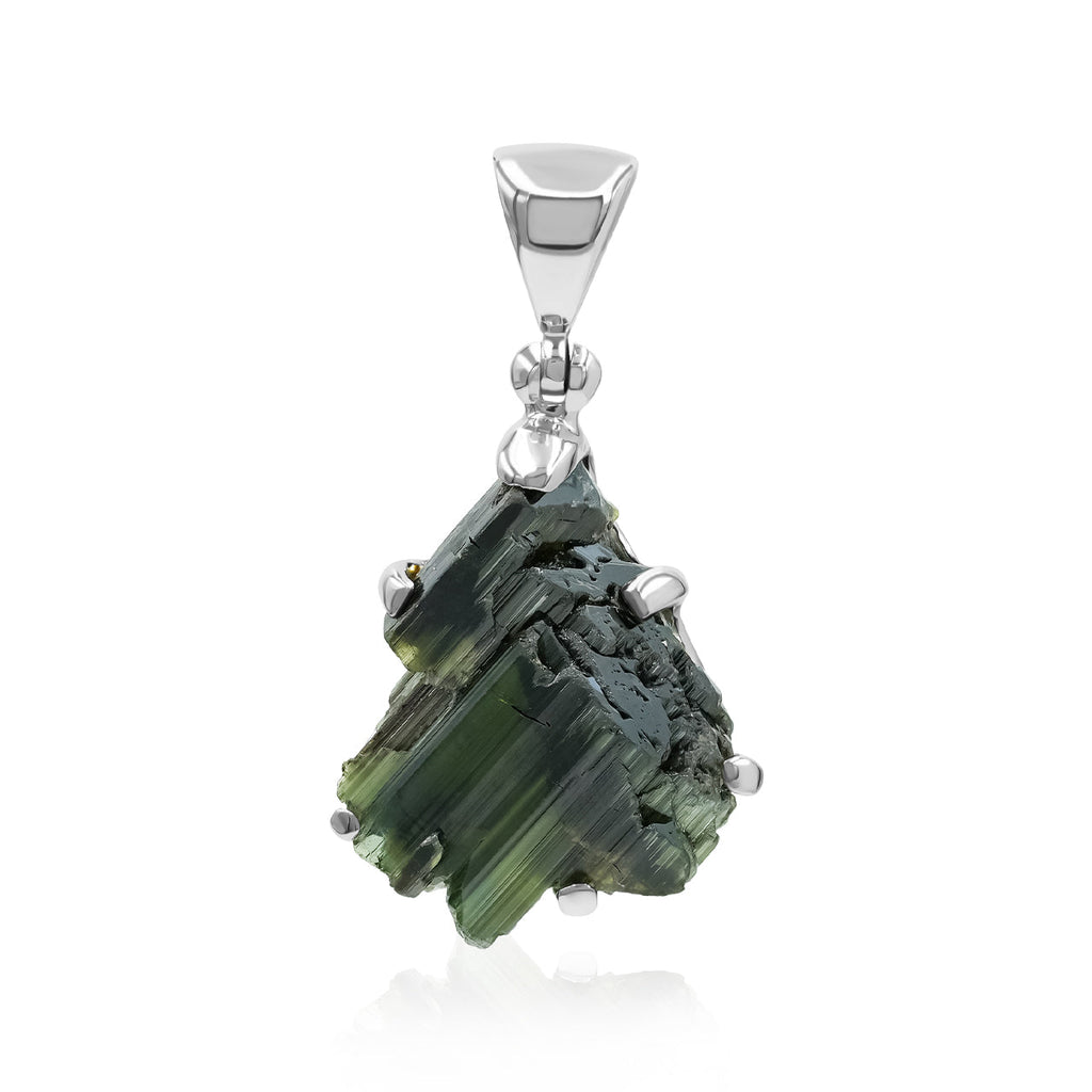 Starborn Natural Tourmaline Crystal Pendant in Sterling Silver