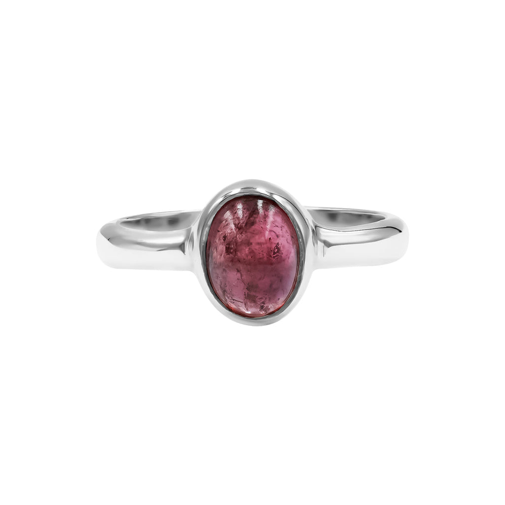 Starborn Pink Tourmaline Oval Shape Ring in Sterling Silver