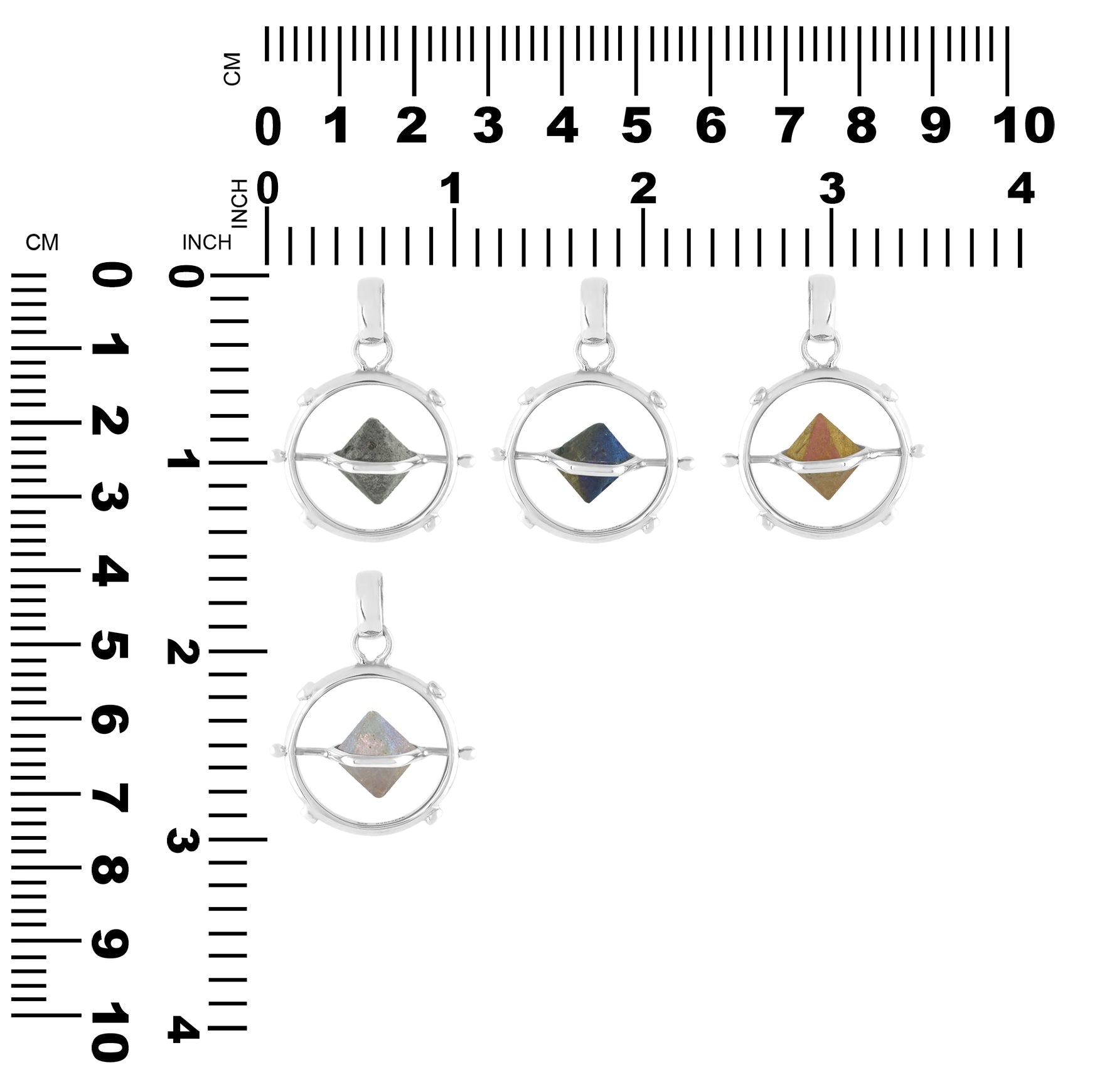 Starborn Small Beta Quartz Crystal Spinner Pendant in Sterling Silver