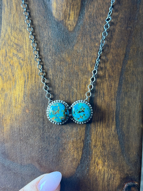 2 Stone Turquoise Bar Necklace