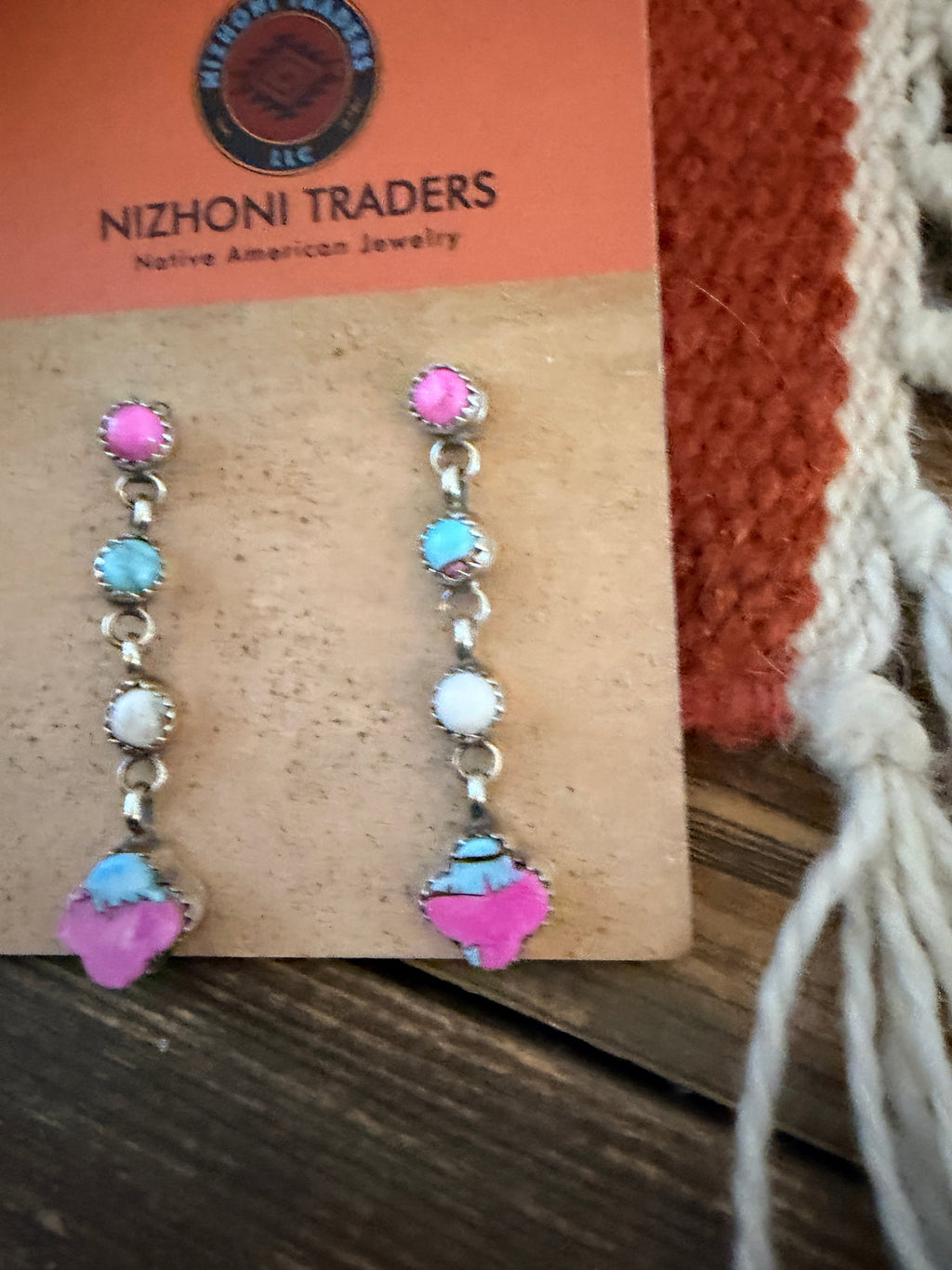 Handcrafted Cotton Candy & Sterling Silver Dangle Earrings