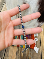 Handcrafted Lapis & Sterling Silver Pearl Beaded Necklace