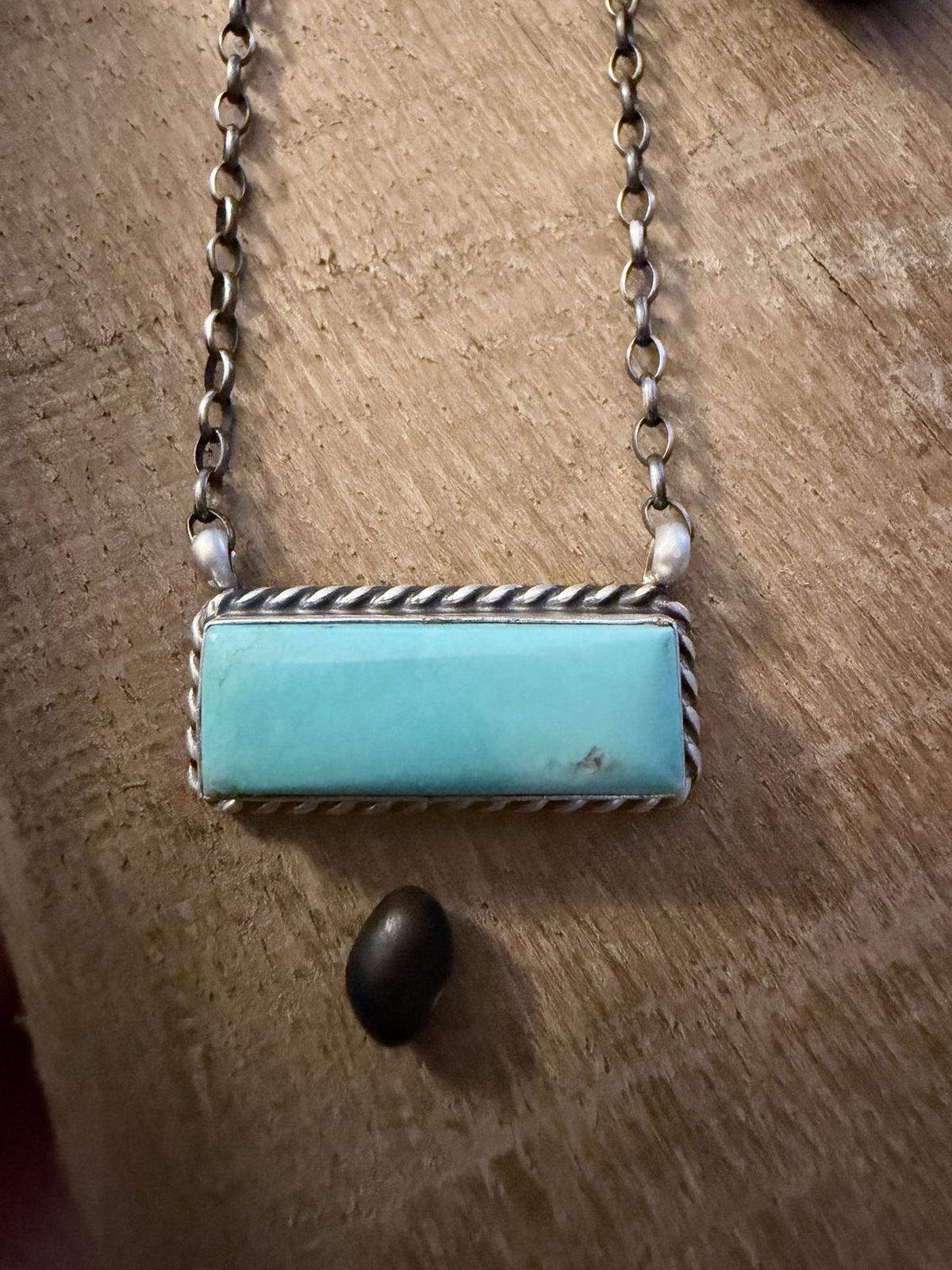 Native Made by C Belone Sterling and Kingman Necklace