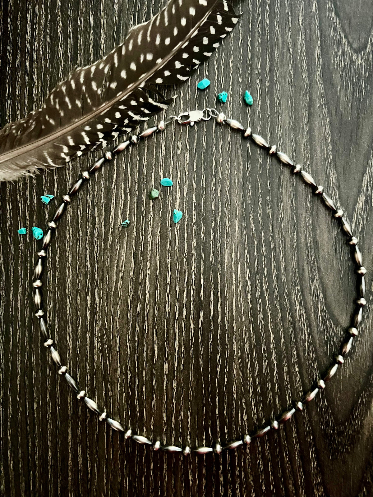 Hand crafted sterling silver pearls alternating with torpedo beads. 
Making a perfect addition to any stack.
