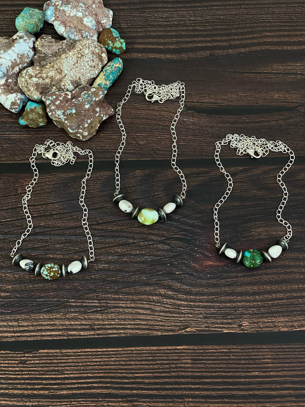 Handmade Sterling Silver Paloma, No.8, Sonoran, with White Buffalo Turquoise Necklace, Signed Nizhoni