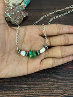 Handmade Sterling Silver Paloma, No.8, Sonoran, with White Buffalo Turquoise Necklace, Signed Nizhoni