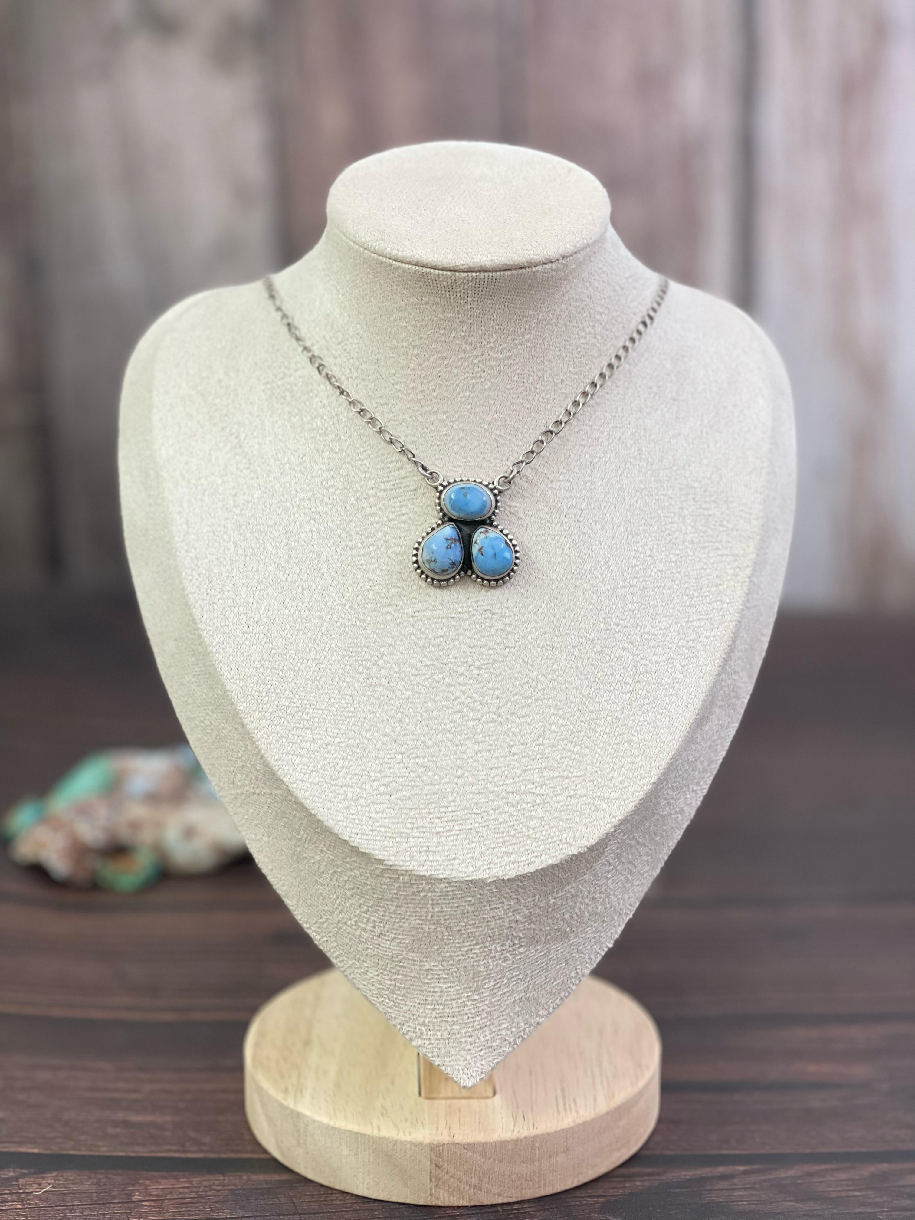 Handmade Sterling Silver Cotton Candy, Golden Hills Turquoise, Red Rose Dahlia, No.8, Paloma, Sonoran Mountain Turquoise Necklace, Signed Nizhoni