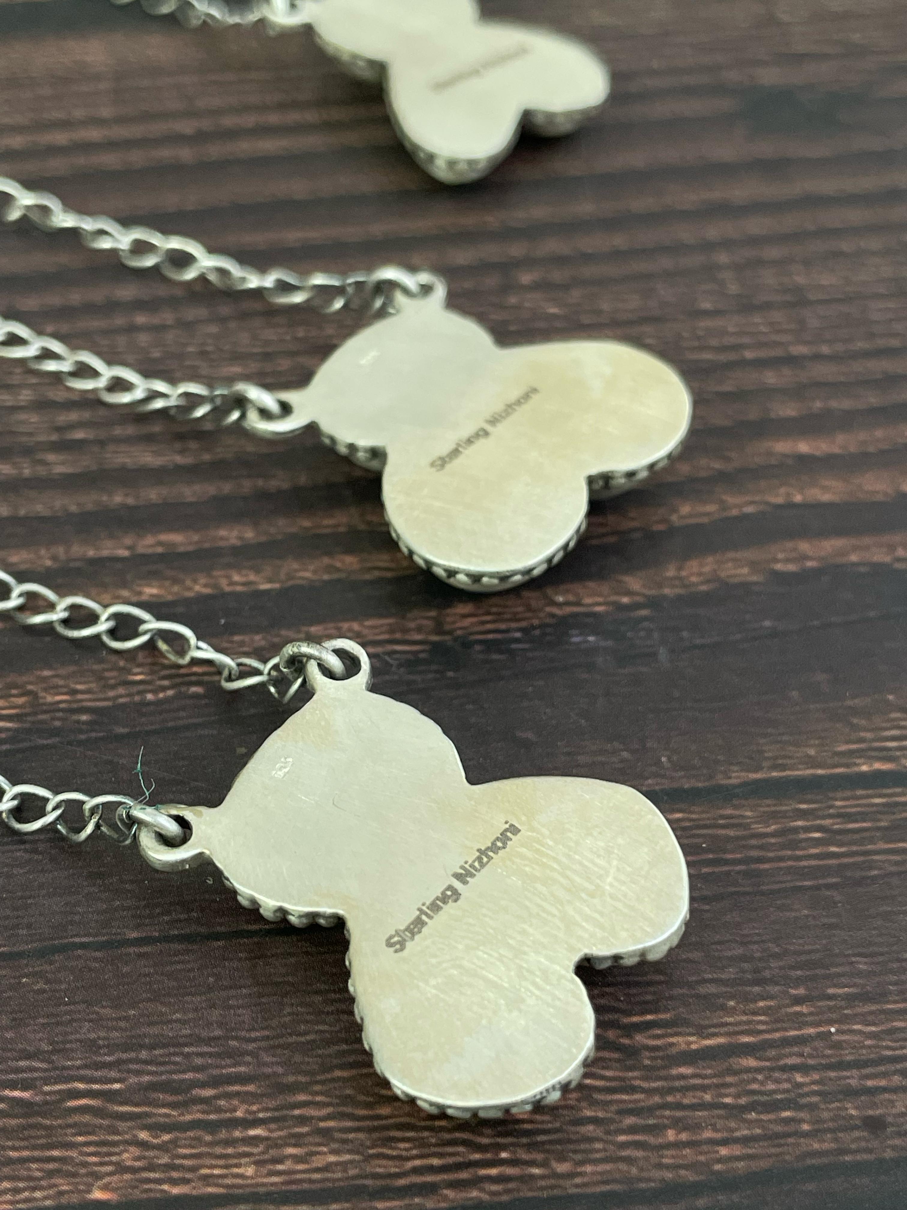 Handmade Sterling Silver Cotton Candy, Golden Hills Turquoise, Red Rose Dahlia, No.8, Paloma, Sonoran Mountain Turquoise Necklace, Signed Nizhoni