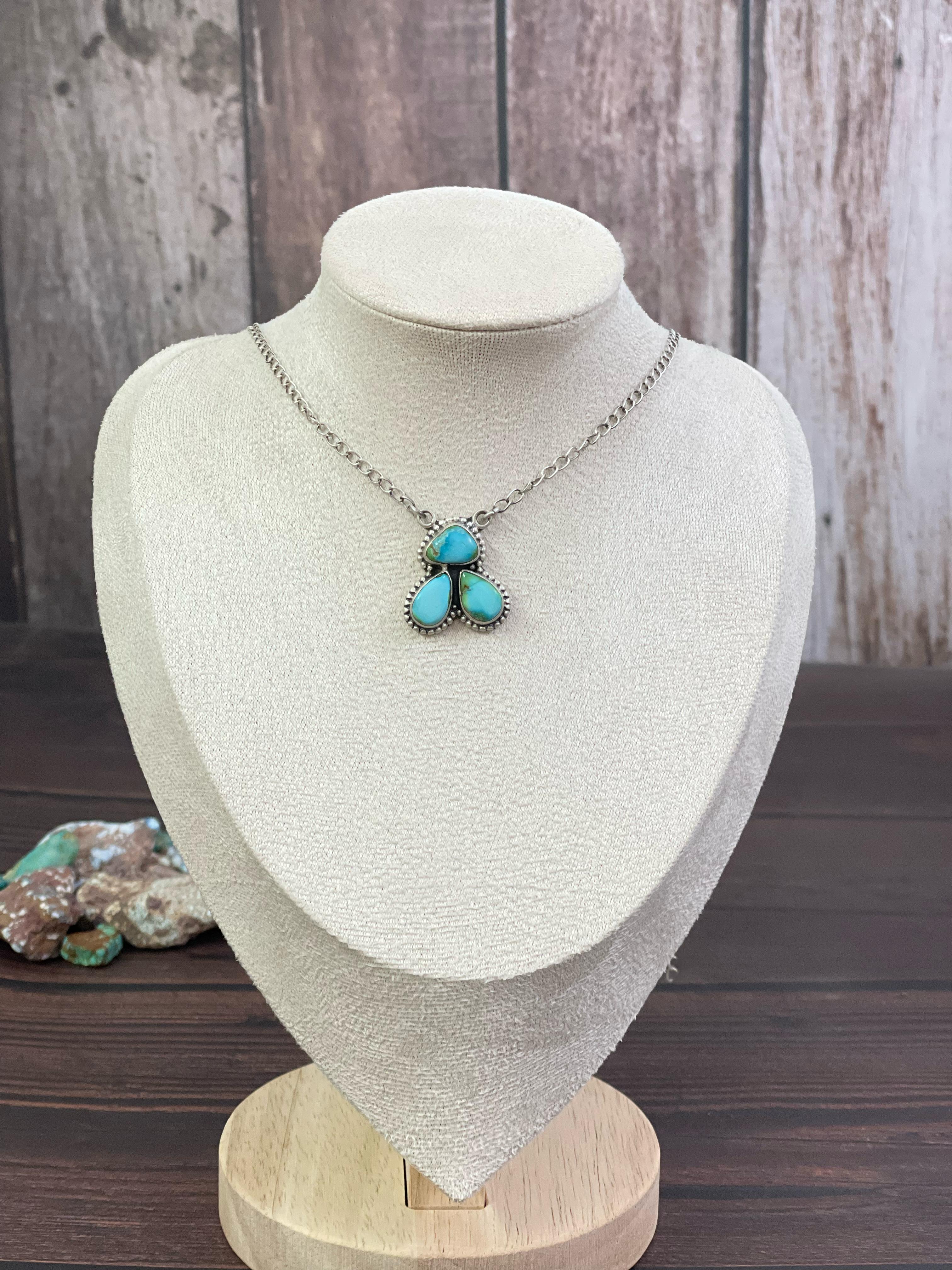 Handmade Sterling Silver Cotton Candy, Golden Hills Turquoise, Red Rose Dahlia, No.8, Paloma, Sonoran Mountain Turquoise Necklace, Signed Nizhoni