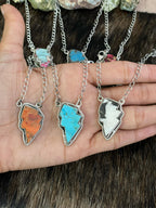 Handmade Sterling Silver Multi Gemstone Lightening Bolt Necklace with Signed Nizhoni