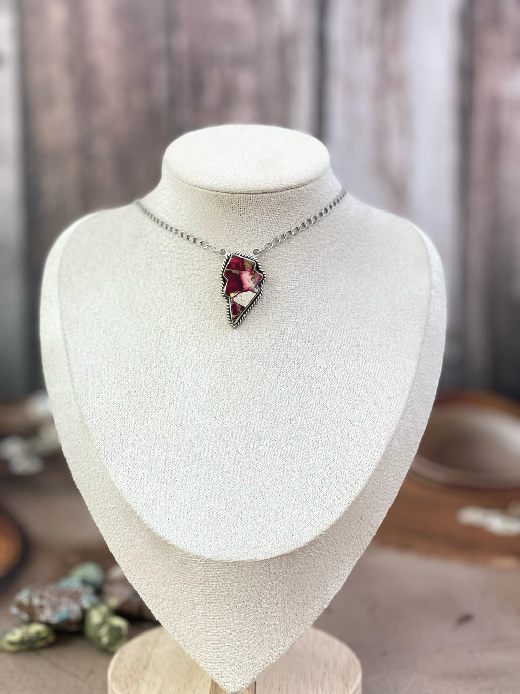 Handmade Sterling Silver Multi Gemstone Lightening Bolt Necklace with Signed Nizhoni