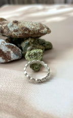 Handmade Brushed Sterling Silver 4mm Ring with Signed Nizhoni