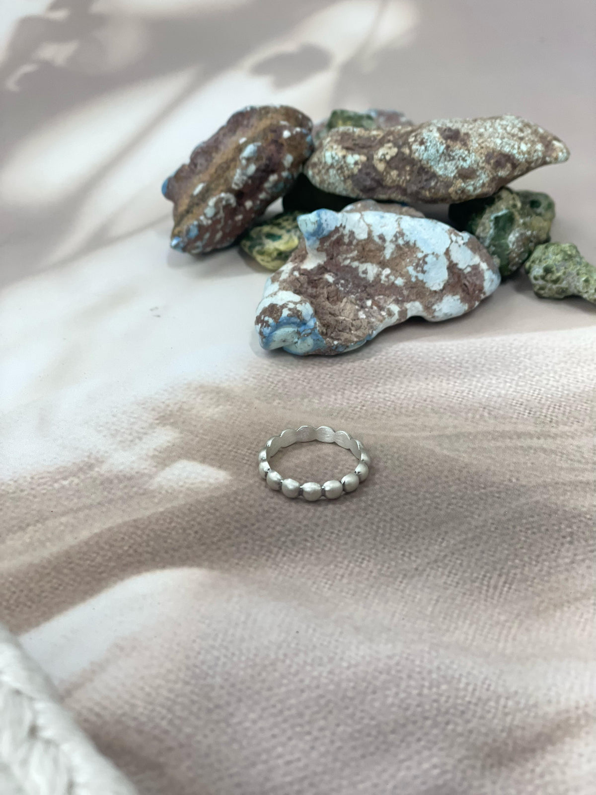 Handmade Brushed Sterling Silver 4mm Ring with Signed Nizhoni