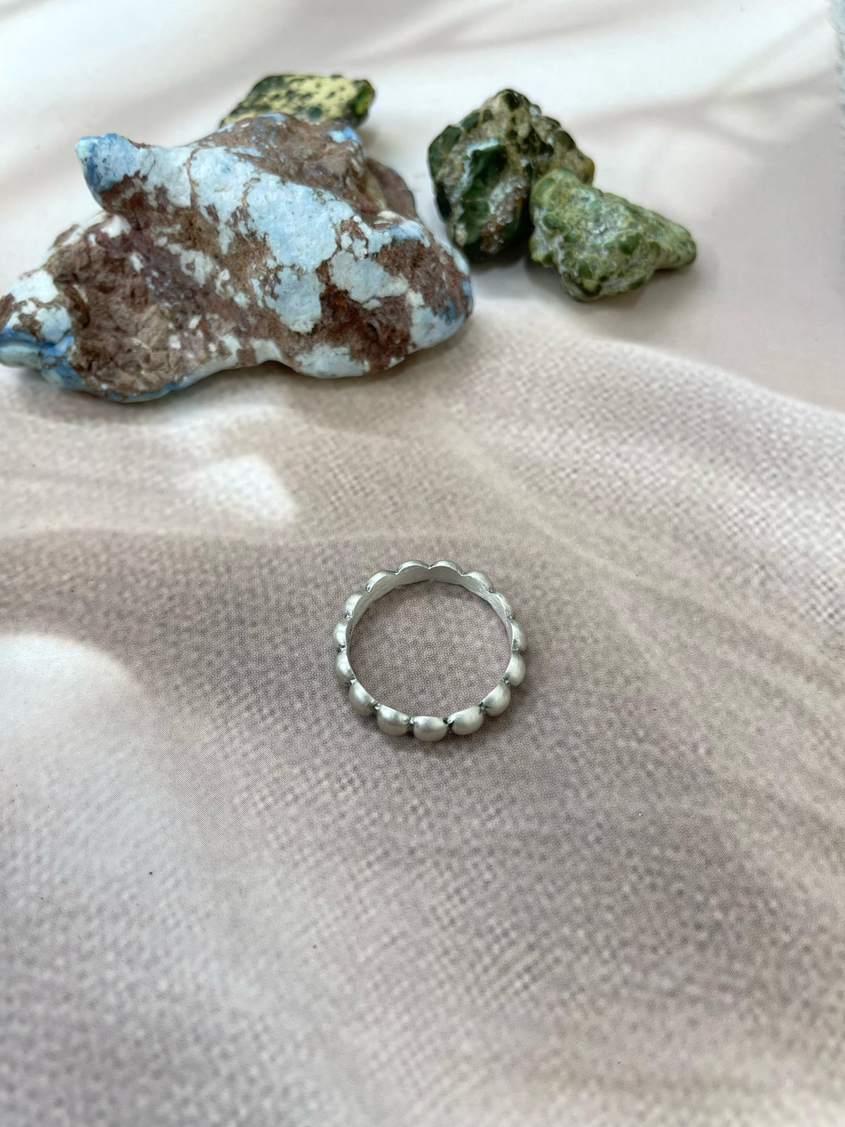 Handmade Brushed Sterling Silver 4mm Ring with Signed Nizhoni
