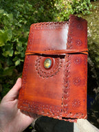 Starborn Leather Journal with inlaid Labradorite Cabochon