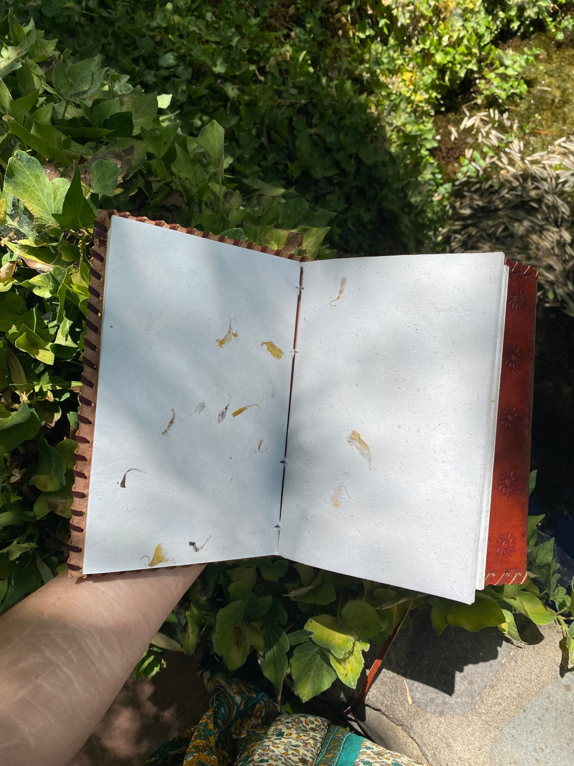 Starborn Leather Journal with inlaid Labradorite Cabochon