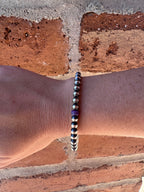 Handcrafted Fire Opal Collection & Sterling Silver Pearl 5mm Beaded Bracelet 7.5"