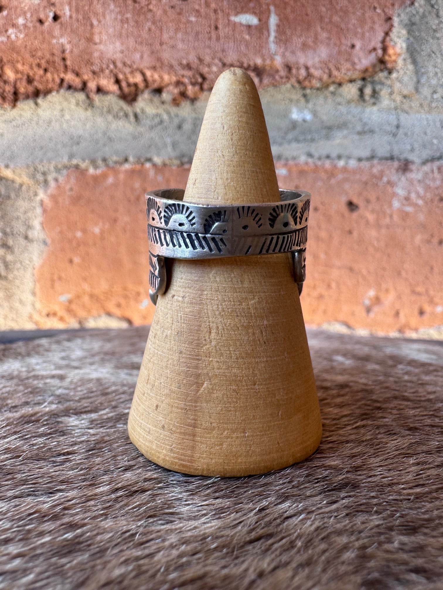 Handcrafted Sterling Silver & Orange Spiny Thunderbird Ring size 9 by Russell Sam