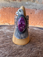 Handcrafted Sterling Silver & Purple Spiny Thunderbird Ring size 7 by Russell Sam