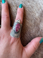 Handcrafted Sterling Silver & Purple Spiny Thunderbird Ring size 7 by Russell Sam