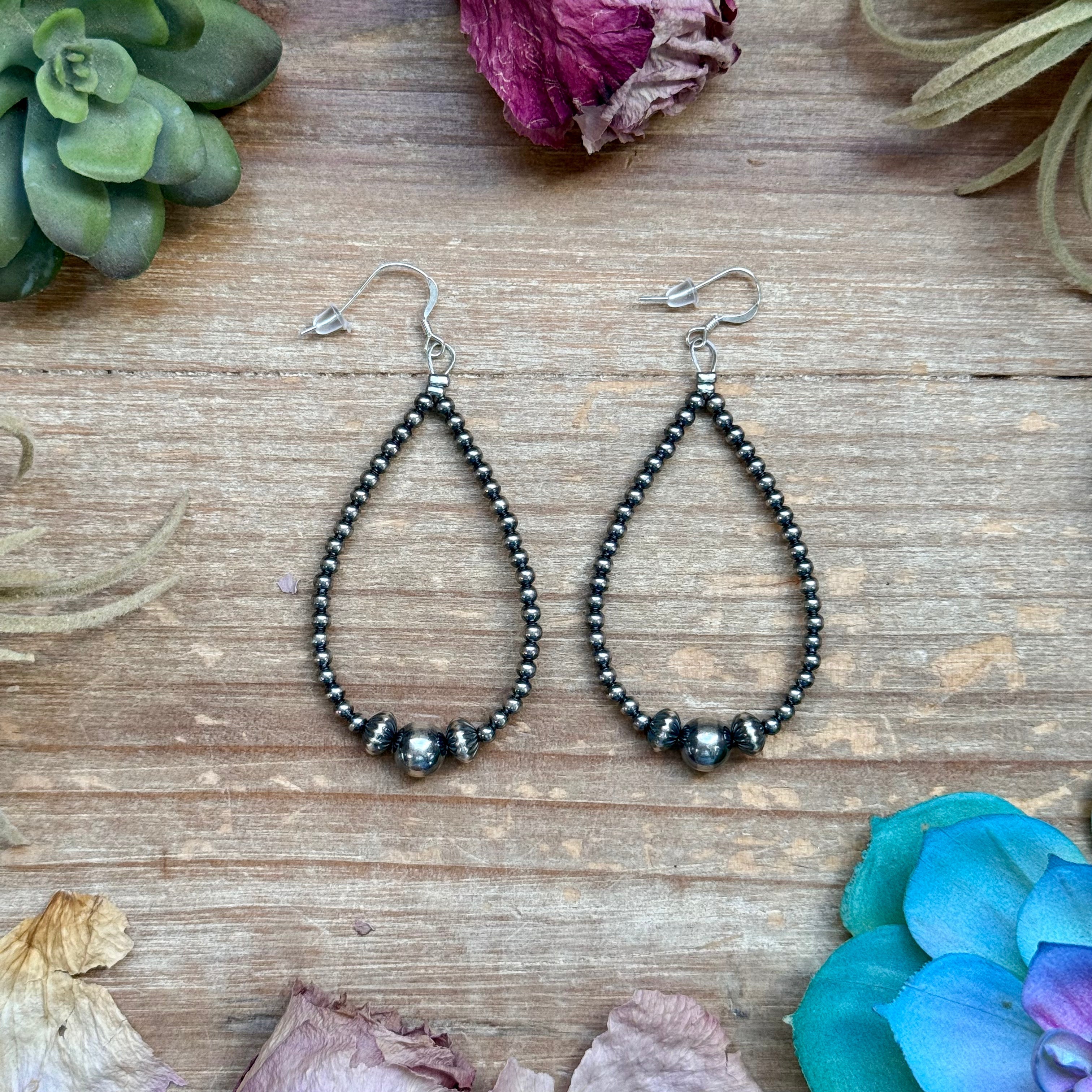 Sterling Silver Pearl Teardrop Earrings – 8 mm in the middle