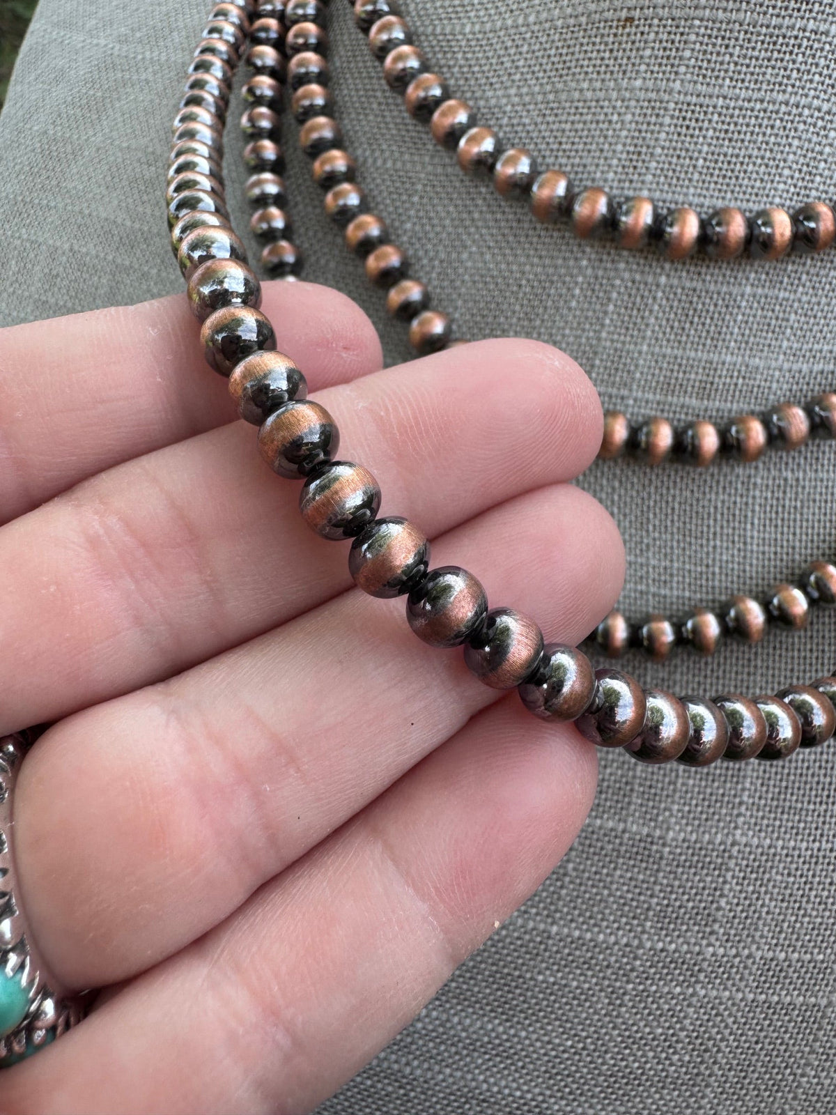 Handcrafted Copper 6mm Beaded Necklace