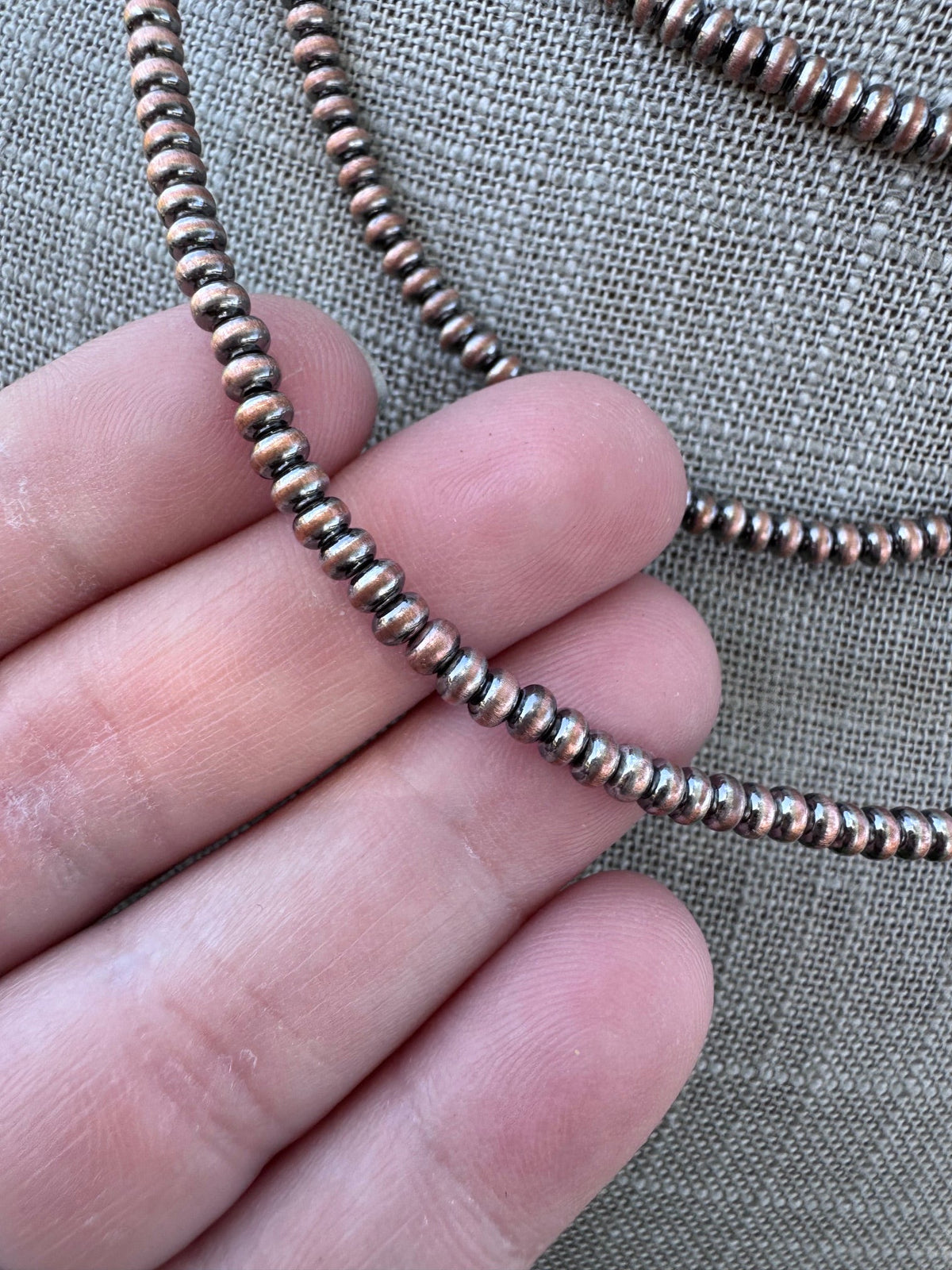 Handcrafted Copper 3mm Saucer Beaded Necklace