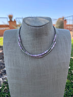 Handcrafted Light Purple Quahog Shell Sterling Silver 4mm Beaded Necklace 16”