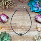 14 inch 3 mm sterling silver pearls  choker - 10 mm middle