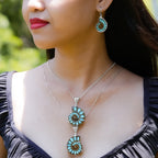 Starborn Ammonite with Turquoise Inlay Earrings in Sterling Silver