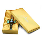 Starborn Laser Quartz Crystal Wand with Turquoise Wings and Decorative Gemstone Inlay Clay Handle