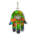 Starborn Ammolite Hamsa Hand Pendant in Sterling Silver