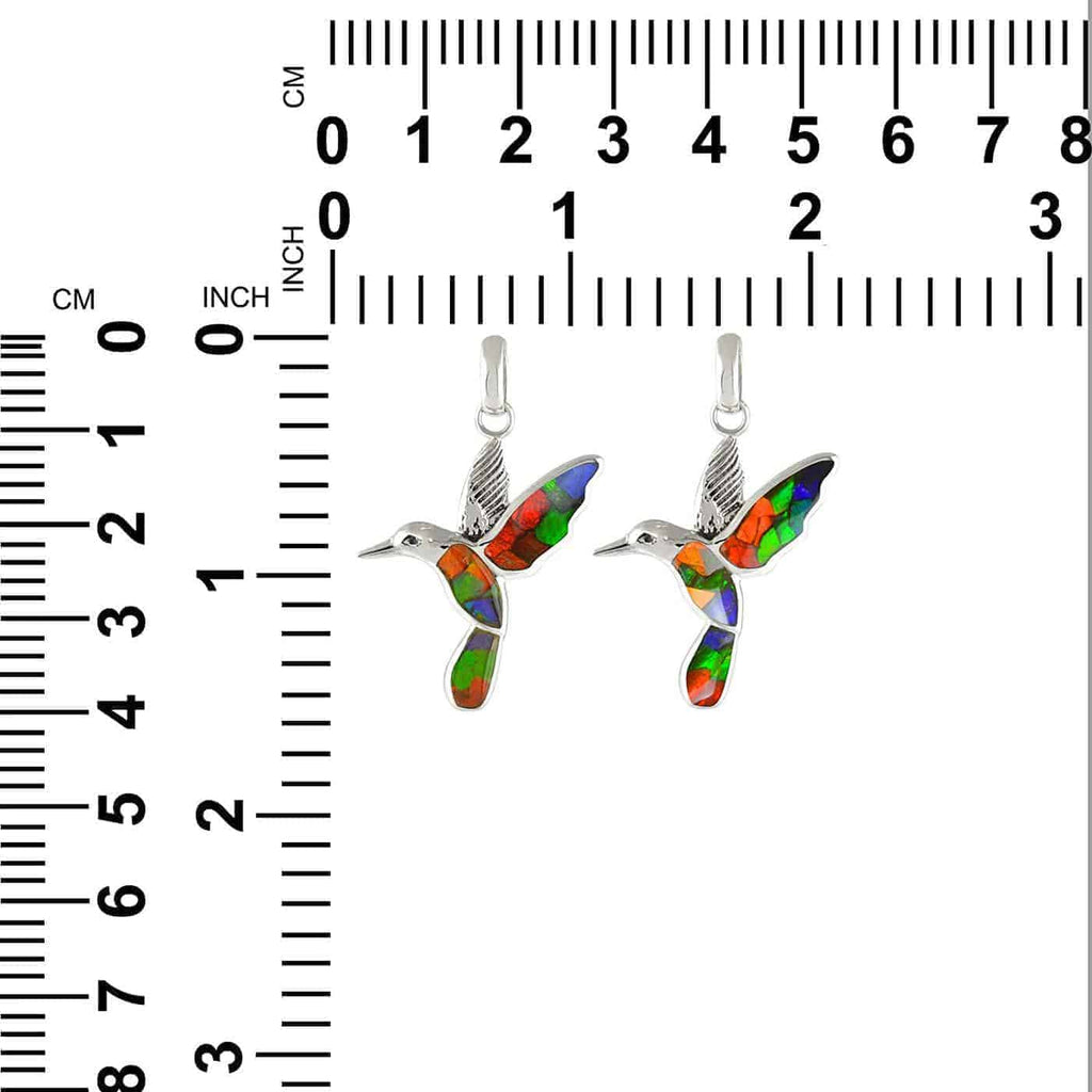 Starborn Ammolite and Sterling Silver Hummingbird Pendant