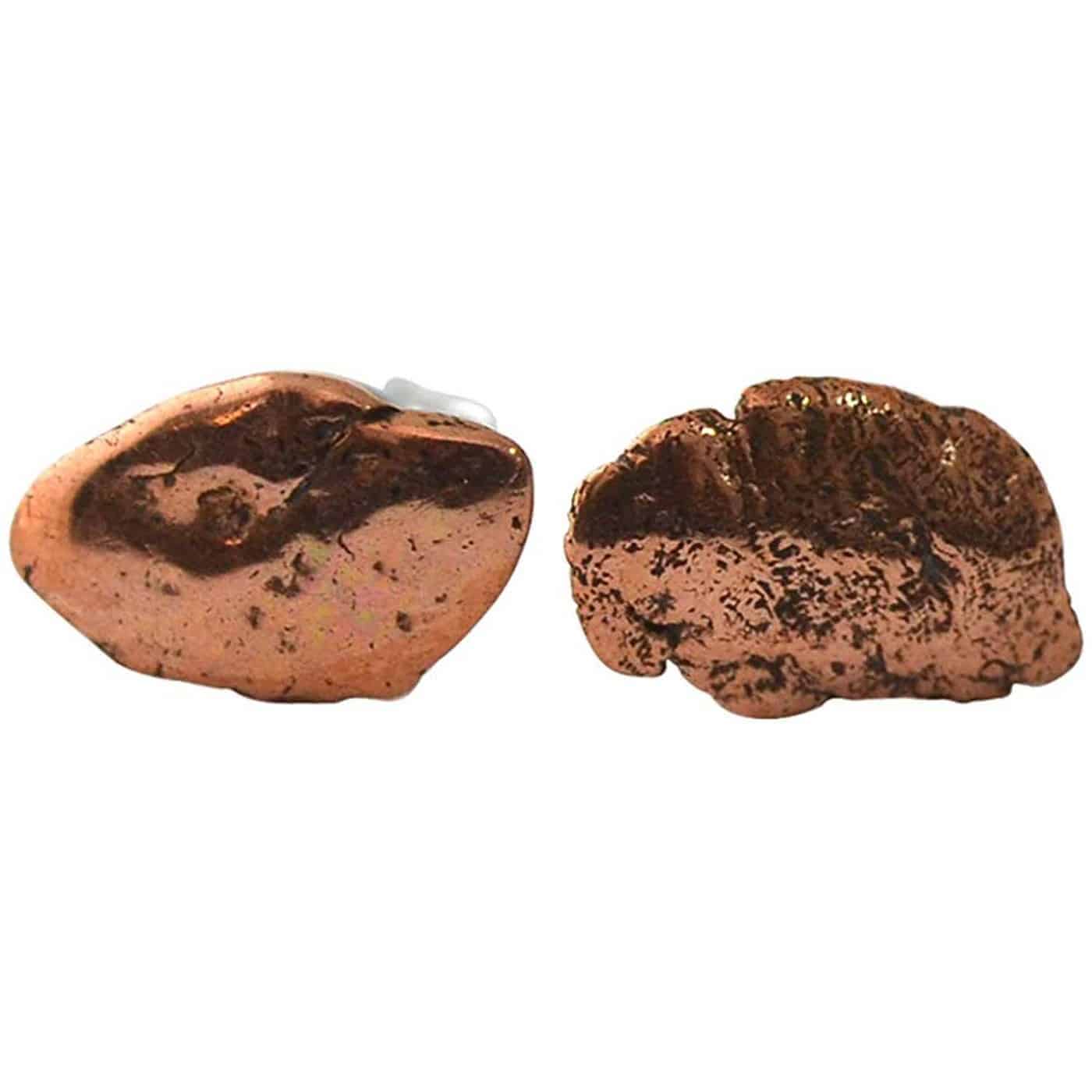 Starborn Copper Nugget with Sterling Silver Post Earrings